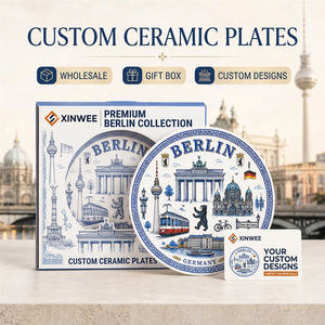 Deutschland Berlin Touristen-Souvenir Keramik-Dekorplatte Bär Flagge Stadt Wahrzeichen Design für Porzellan Kundenspezifisch OEM ODM Großhandel - Product Image 1