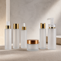 Bouteille et pot en verre givré avec logo personnalisé, flacon pompe pour lotion, flacon de maquillage, emballage cosmétique, conteneur 120ml 100ml 40ml 50g 30g