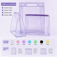 Sac cosmétique personnalisé en gros, pochette de voyage en PVC, sacs de rangement zippés en PVC, sac cosmétique transparent en EVA avec fermeture éclair, sac de voyage autoportant