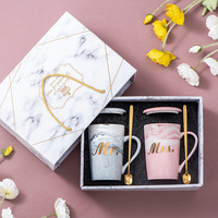 Vente chaude : Coffret cadeau de tasses en céramique pour couple Mr. et Mme, motif marbre Sweet Life, ensemble de tasses à café Mr et Mme