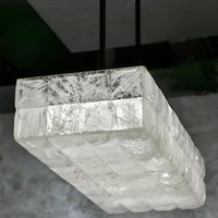 Lampe moderne de luxe en cristal de roche pour restaurant Lampe de table rectangulaire en cristal naturel Lustre suspendu