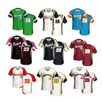 Set Jersey Baseball Sublimasi Custom, Bernapas, Cepat Kering, Seragam Tim dengan Nama dan Nomor untuk Pria