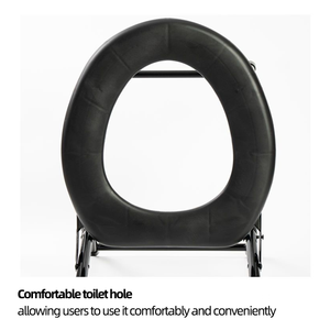 Silla de Inodoro Plegable de Acero de Alta Resistencia con Asiento Acolchado de Cuero Grueso, Inodoro Portátil <span class=keywords><strong>para</strong></span> Dormitorio, Baño, Ancianos y Personas con Discapacidad - Product Image 3
