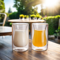 Tasse en verre soufflé à la main double paroi, 120 ml, en borosilicate transparent, résistante à la chaleur, anti-fuite, pour lait, écologique