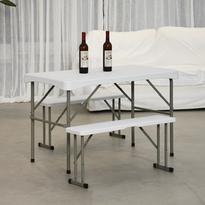 Juego de mesa y banco de cerveza de plástico plegable para comedor de jardín portátil al aire libre - Product Image 3
