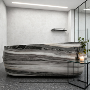 Özel Boyutlu Ayaklı Modern Doğal Taş Kristal Ahşap Desenli Mermer Küvetler 500L Kapasiteli Otel Ev Villa İçin - Product Image 1