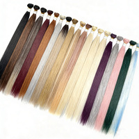 Extensions de cheveux synthétiques à bandes adhésives, tissage en fibres de qualité supérieure, lisses comme des baguettes, 24 pouces, écologiques, résistantes à la chaleur, taille XS