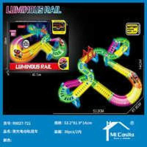 Set di giocattoli luminosi binari elettrici Glow 36 pezzi nel buio campi da gioco in plastica per bambini - Product Image 1