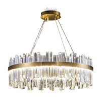 Lustre circulaire moderne en cristal doré de style nordique pour escaliers d'hôtel, éclairage nordique de luxe