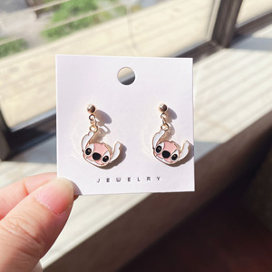 Cute Cartoon Character <b>Stud</b> <b>Earrings</b> Gold Plated Alloy Women's Jewelry Gift Set with <b>Crystal</b> Rhinestone Details - Product Image 3