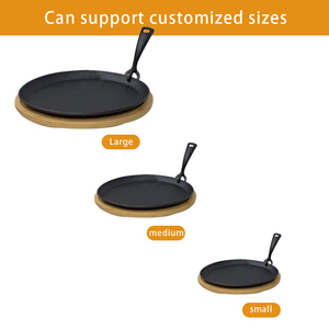 Serve Steak Style <b>Cast</b> <b>Iron</b> Steak <b>Plate</b> with Wooden Base and Handle - Product Image 6