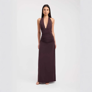 Abito <span class=keywords><strong>lungo</strong></span> da donna in <span class=keywords><strong>maglia</strong></span> a collo a V profondo senza maniche, a vita alta, aderente, sexy, senza schienale, modello avvolgente, Primavera 2026 - 3570 - Product Image 1