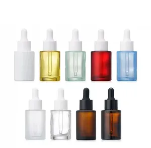 10ml 30ml 50ml 60ml 80ml 100ml Flat Shoulder White Frosted Dropper Bottle Serum Glass Bottle