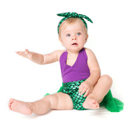 Ensemble de vêtements d'été 2 pièces pour bébé sirène Costume de princesse Romper Kids Baby Girl Clothing Sets Mermaid Dress With Headband Outfits