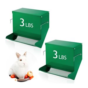 Mangeoire à lapins en métal personnalisée pour cages <span class=keywords><strong>Distributeur</strong></span> extérieur de nourriture pour petits animaux avec couvercle pour lapins cochons d'Inde - Product Image 3