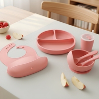 qualité en Silicone sans BPA alimentation bébé cuillère et fourchette bavoirs plaque d'aspiration bol vaisselle pour enfants