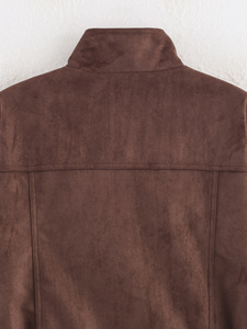 Chaqueta Bomber de Gamuza Personalizada para <span class=keywords><strong>Mujer</strong></span>, Estilo <span class=keywords><strong>Aviador</strong></span> Holgado con Detalle de Bolsillo Utilitario para un Estilo Casual Urbano, Chaqueta Y2K - Product Image 3