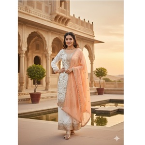 Conjunto Kurti Plazzo con Dupatta de 2.2m, Diseño Festivo Especial, Ropa Étnica Premium para Mujer, Estilo Tradicional, Venta al Por Mayor - Product Image 1