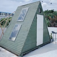 Cabane triangulaire en bois massif préfabriquée à énergie solaire, unité modulaire pour maison de thé extérieure, bureau ou appartement