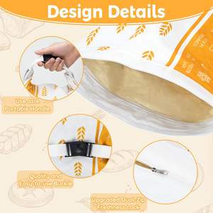 Wiederverwendbare Brotbeutel aus Bienenwachs, 2er-Pack Große Bio-Leinen-Brotbeutel, Gefriergeeignete Lebensmittelaufbewahrung aus Baumwolle für Sauerteig - Product Image 5