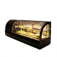Lemari Pendingin Display Kue Kaca Lengkung 2 Tingkat dengan Lampu LED untuk Kafe dan Toko Roti