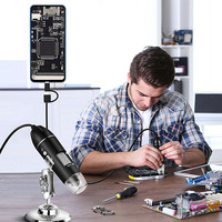 Microscopio Digital USB 1600X 3 en 1 con Cámara Tipo-C y 8 LED para Reparación de Teléfonos, Inspección de PCB y Detección de Piel