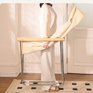 <b>Folding</b> Camping Chair Metal Frame Wooden Armrests Outdoor Lounge Chair For Fishing And Camping - Product Image 3