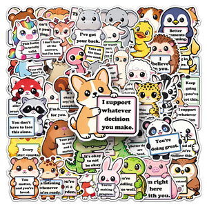 50PCS Factory Promotion Custom Personalized Animal Emotional Support Themed PVC Matte Lamination Cartoon Wind Stickers Positive