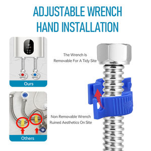 욕실 화장실 용 골판지 도금 스테인레스 스틸 온수기 호스 유연한 부식 및 내화학성 배관 호스 - Product Image 2