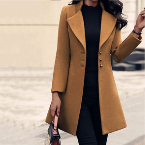 OEM Serviço Atacado Outono Inverno Mulheres Vestuário Slim Coreano Outerwear Casacos Longos De Lã - Product Image 5
