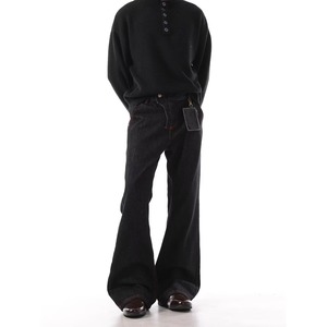 Pantalon long en denim, couleur originale, tissage printanier, taille basse, coupe droite, ample, style américain, tendance, marque Cleanfit, évasé - Product Image 2