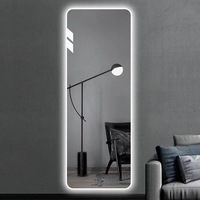 Miroir mural LED moderne pleine longueur avec éclairage pour hôtel, salle de bain, cuisine, salon, salle de sport, appartement, doté d'un interrupteur tactile