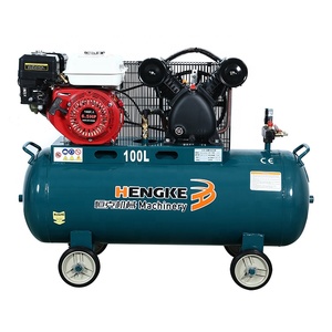 ضاغط هواء يعمل بالبنزين 100 لتر محمول وقابل للنقل مع سير ناقل يعمل بالبنزين - Product Image 2