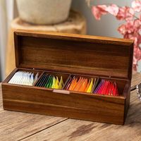 Boîte de rangement en bois massif naturel à compartiments multiples, organisateur en bois pour bijoux, thé, encens, perles, fournitures d'artisanat
