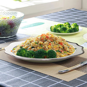 צלחות ערב לבן עם לקצץ כסף, עצם משובח סין צלחת מטען בצורת סדירה עבור מלונות 5 כוכבים חתונה - Product Image 5