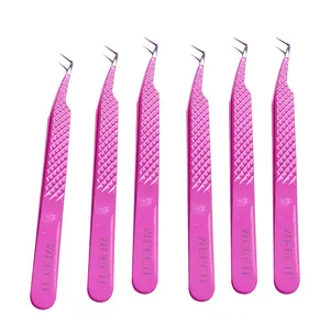 75 Degree Eyelash Tweezer Set silver Plastic Eyelash Tweezers With Grip Profession Lash Tweezers Samples