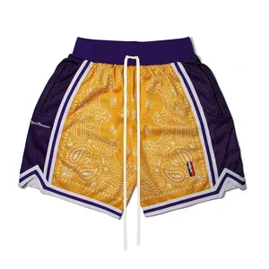 Custom Double-layer Poly Basketball Shorts Men's Simple Design Training Fitness Room Network Custom Sublimation Network Shorts