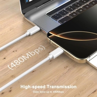 Câble de données USB C vers USB C à charge rapide 60W, cordon de chargeur de téléphone en nylon tressé de type C pour 16 Pro