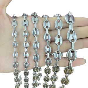 Chaîne en <span class=keywords><strong>maille</strong></span> de graines de <span class=keywords><strong>café</strong></span> en acier inoxydable plaqué or rose, noir et argent de 7 mm pour occasions de fête chrétienne et de mariage - Vente en gros - Product Image 1