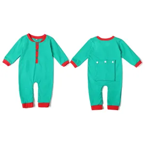 नई आगमन बच्चों क्रिसमस भैंस प्लेड फ्लैप बट पजामा बेबी लंबी आस्तीन bodysuit