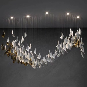 Lustre à feuilles en céramique au design moderne <span class=keywords><strong>Suspension</strong></span> d'art personnalisée Feuilles d'or blanc Luminaires pour dessus de table - Product Image 2