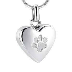 925 in Argento Sterling Zampa Urna Ciondolo Collana per Le Ceneri Pet Dog Paw Print Cremazione Gioielli