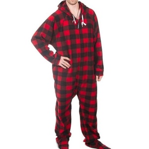<strong>Men</strong> Coral Fleece Hooded <strong>Onesie</strong> With Pockets Custom Print Pattern One Piece Loungewear - Product Image 1