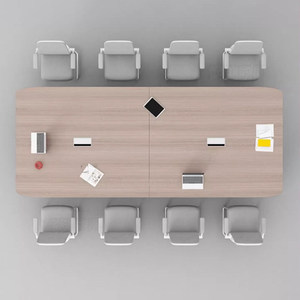Table de conférence moderne rectangulaire blanche, bureau stable pour salle de réunion - Product Image 5