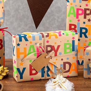 5 meters daily colorful <b>birthday</b> happy large letter fluorescent kraft <b>paper</b> <b>wrapping</b> <b>paper</b> for gift <b>wrapping</b> - Product Image 4