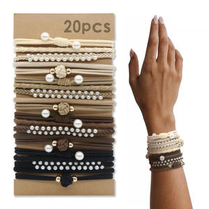 ชุดยางรัดผมโบฮีเมียนปี 2023 สายรัดผมแบบยางยืด เครื่องประดับผมสำหรับผู้หญิง ยางรัดผมมุกสีขาวสำหรับถักเปียและมัดผมหางม้า - Product Image 1