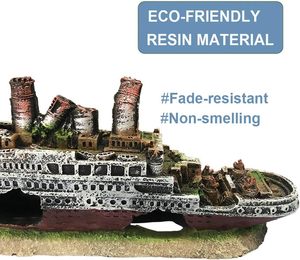 Acessórios para Aquário: Ornamento de Navio Pirata em Resina, Estilo Retrô, Embalagem em Caixa, Fabricado na China, Tema Naufrágio Titanic, para Aquário - Product Image 3