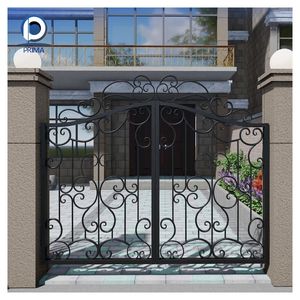 Prima Modernas Puertas Correderas de Hierro Forjado, Puerta Batiente de Seguridad Personalizable <span class=keywords><strong>para</strong></span> Jardín, Puertas de Hierro Forjado <span class=keywords><strong>para</strong></span> <span class=keywords><strong>Exteriores</strong></span> de Villas - Product Image 3