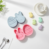 Moule à biscuits en silicone écologique en forme de lapin de Pâques, antiadhésif, résistant à la chaleur, non toxique, facile à démouler, compatible lave-vaisselle, outil de pâtisserie