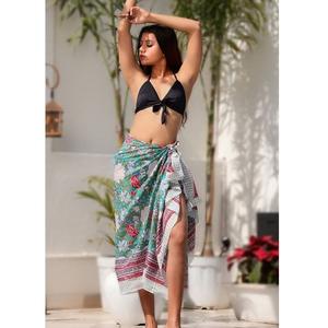 Pareo de Algodón con Estampado Artesanal, Ligero, Transpirable, Tradicional, para la Playa, Versátil, Accesorio de Ropa de Verano - Product Image 1